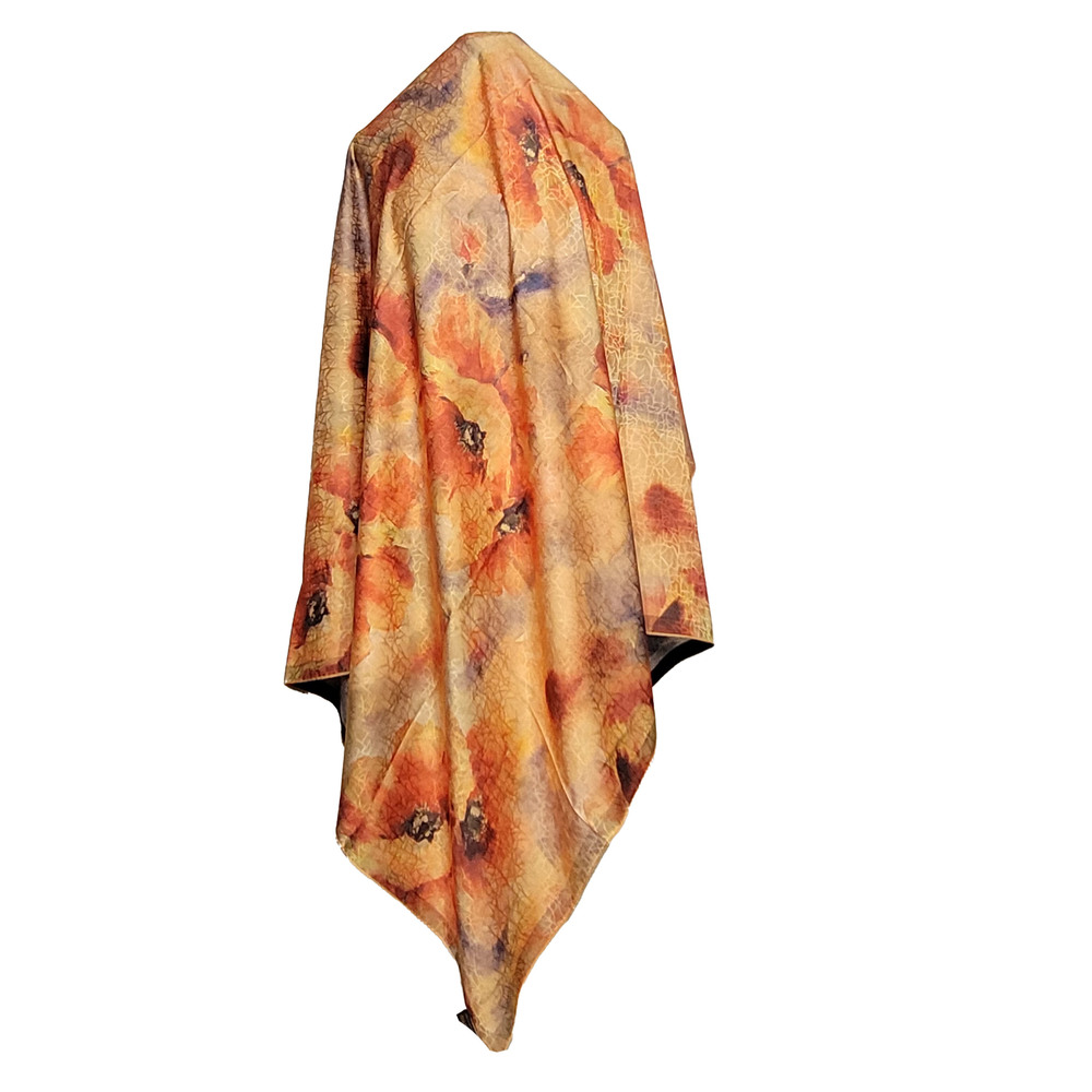 NWT Double Sided Silk Scarf 52"x52" Large Square Shawl Wrap XiangYunSha 3653 - Picture 4 of 8